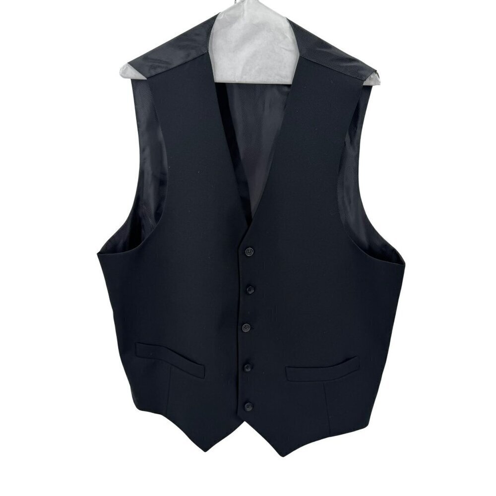 Giorgio Fiorelli Mens Black 2BT Vent No Pleat Vest Size 46 Polyester/Viscose
